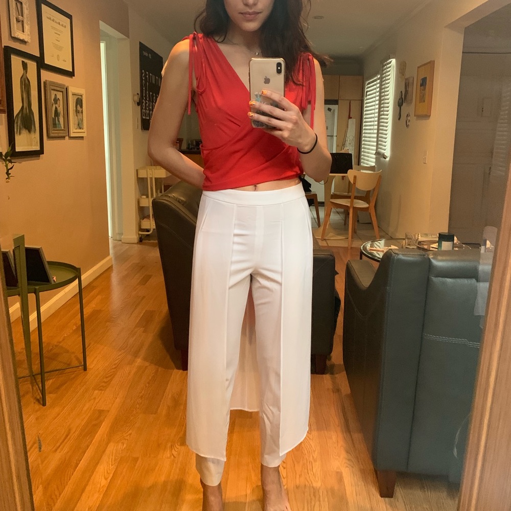 BCBG Pants with chiffon overlay